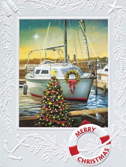 Bluewater Boat | Embossed seashell greeting cards