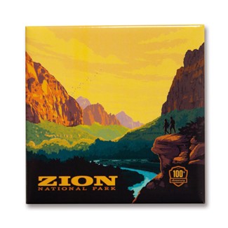 Zion 100th Anniversary Square Magnet | Metal Magnet