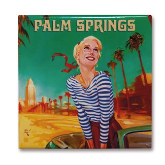 Palm Springs Girl Square Magnet | Metal Magnet