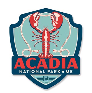 Acadia Lobster Emblem Wooden Magnet | American Made