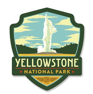 Yellowstone Old Faithful Emblem Wooden Magnet | American Made