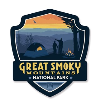 Great Smoky Back Country Camping Emblem Wooden Magnet | American Made