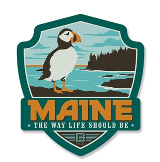 ME Puffin Emblem Wooden Magnet | American Made