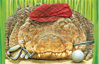 Golfing Gator | Alligator greeting cards