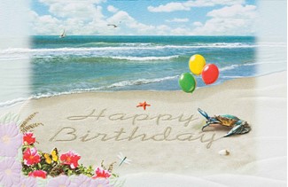 Birthday Surprise | Beach embossed birthday greeting cards