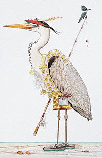 Fishing Heron | Shorebird themed greeting cards
