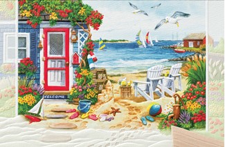 Summer Beach Cottage | Beach friendship greeting cards