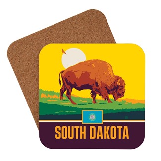 SD State Pride Bison Coaster | American made coaster