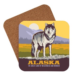 AK Gray Wolf Coaster | American made coaster