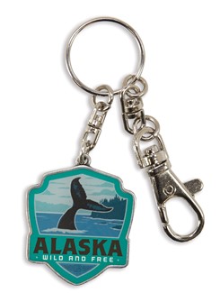 Alaska Whale Tail Emblem Pewter Key Ring | American Made
