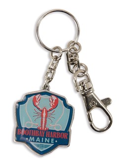 ME Boothbay Harbor Lobster Emblem Pewter Key Ring | American Made