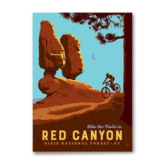Red Canyon Biking Magnet | Metal Magnet Made in the USA