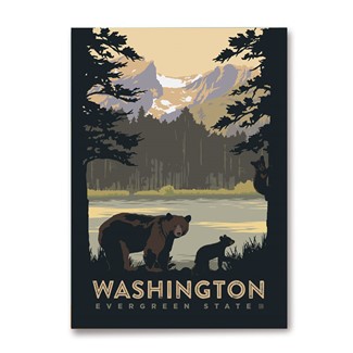WA Evergreen State Bears Magnet | Metal Magnet Made in the USA