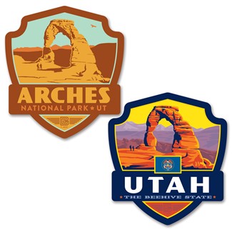 Arches NP & UT State Pride Emblem Car Coaster Set | American made coaster