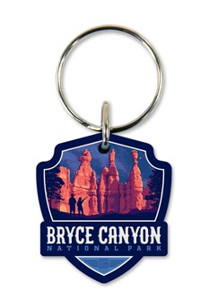Bryce Canyon Star Gazing Emblem Wooden Key Ring | American Made