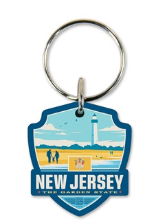 NJ State Pride Emblem Wooden Key Ring | American Made