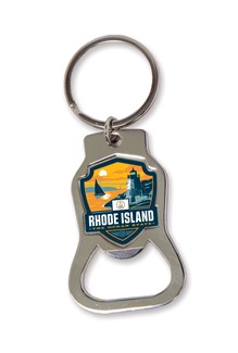 RI State Pride Emblem Bottle Opener Key Ring | American Made
