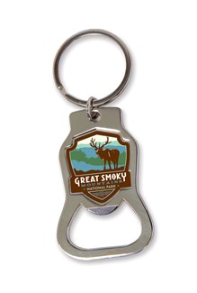 Great Smoky Elk Emblem Bottle Opener Key Ring | American Made