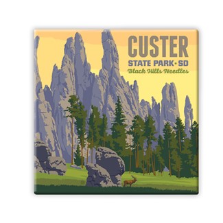 Custer State Park SD Square Magnet | Metal Magnet