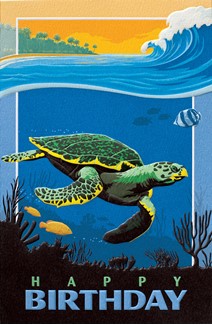 Deep Dive Sea Turtle | Birthday greeting cards
