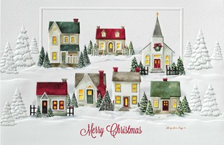 Christmas Village | Santa & Snowman theme boxed Christmas cards