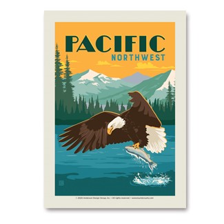 Pacific NW Eagle & Salmon Vert Sticker | Made in the USA