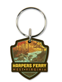 "Harpers Ferry WV" Emblem Wooden Key Ring | American Made