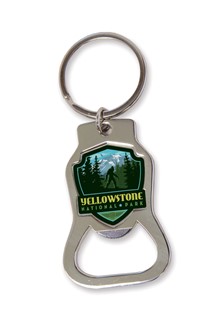 Yellowstone NP Emblem Bottle Opener Key Ring | American Made