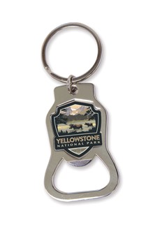 Yellowstone NP Moose Lake Emblem Bottle Opener Key Ring | American Made