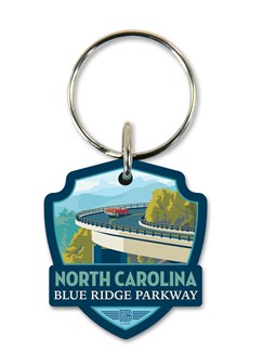 Blue Ridge Parkway Linn Cove Viaduct Emblem Wooden Key Ring | American Made