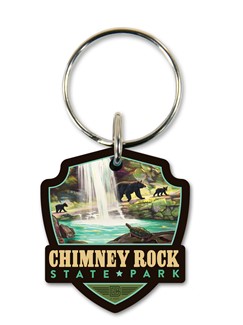 "Chimney Rock State Park" Emblem Wooden Key Ring | American Made