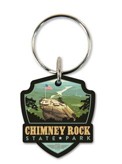 Chimney Rock State Park Emblem Wooden Key Ring | American Made