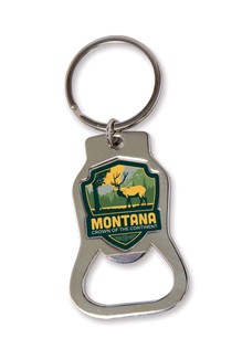 Montana Elk Emblem Bottle Opener Key Ring | American Made