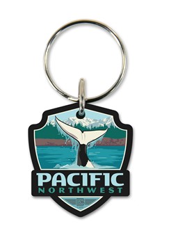 PNW Whale Tail Emblem Wooden Key Ring | American Made