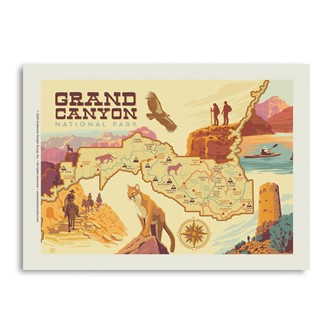 Grand Canyon National Park Illustrated Map | Vertical Sticker