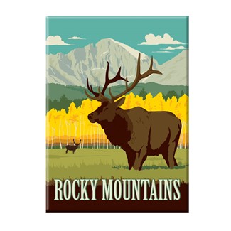 Rocky Mountains Elk Magnet | Metal Magnet
