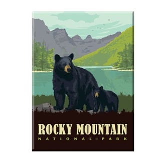Rocky Mountain National Park Black Bear Family Lake Magnet | American Made Magnet