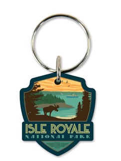 Isle Royale National Park Emblem Wooden Key Ring | American Made