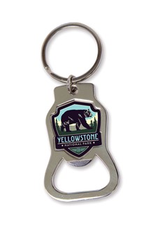 Yellowstone National Park Bear Emblem Bottle Opener Key Ring | American Made