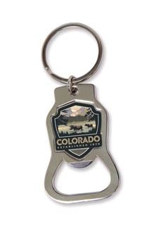 Sprague Lake Moose Colorado Emblem Bottle Opener Key Ring | American Made