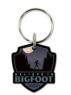 Believe in Bigfoot Emblem Wooden Key Ring | American Made