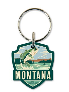 Montana Gone Fishing Emblem Wooden Key Ring | American Made