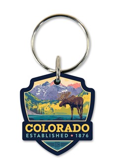 Colorado Maroon Bells Emblem Wooden Key Ring | American Made