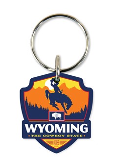 Wyoming State Pride Emblem Wooden Key Ring | American Made