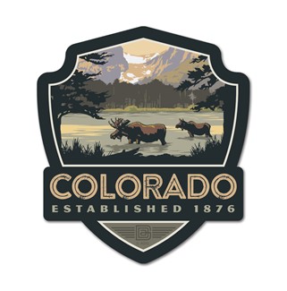 Sprague Lake Moose Colorado Emblem Wooden Magnet | American Made