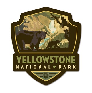 Yellowstone National Park Yellowstone Falls Emblem Wooden Magnet | American Made
