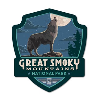 Great Smoky National Park Wolf Emblem Wooden Magnet | American Made