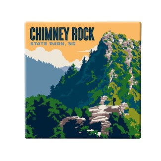 Chimney Rock State Park NC Mountain Square Magnet | Metal Magnet