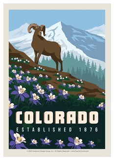 Columbine Colorado Ram & Flowers Single Magnet | USA Made