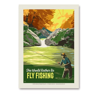 She Would Rather Be Fly Fishing Vert Sticker | Made in the USA